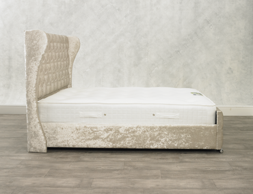 Amore Wing Frame Luxury Bespoke Bed Available in Premium Velvet Fabrics