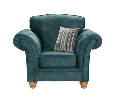 Buckingham Armchair In Palladium Azure Blue Fabric With Margo Stripe Teal Scatters