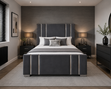 Titanium Frame Luxury Bespoke Bed Available In A Choice Of Fabric Materials and Gaslift Storage Option
