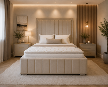 Mayfair Frame Bespoke Bed In Various Velvet Fabric Materials and Gaslift Storage Option