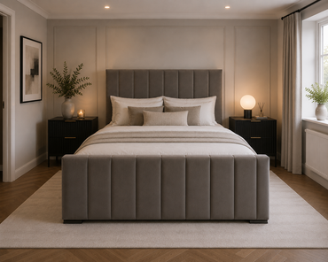 Verona Luxury Custom Made Bed In Various Velvet Fabric Materials and Gaslift Storage Option
