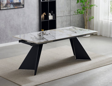 Chicago Extending 180cm to 260cm Cream & Gold Ceramic Table