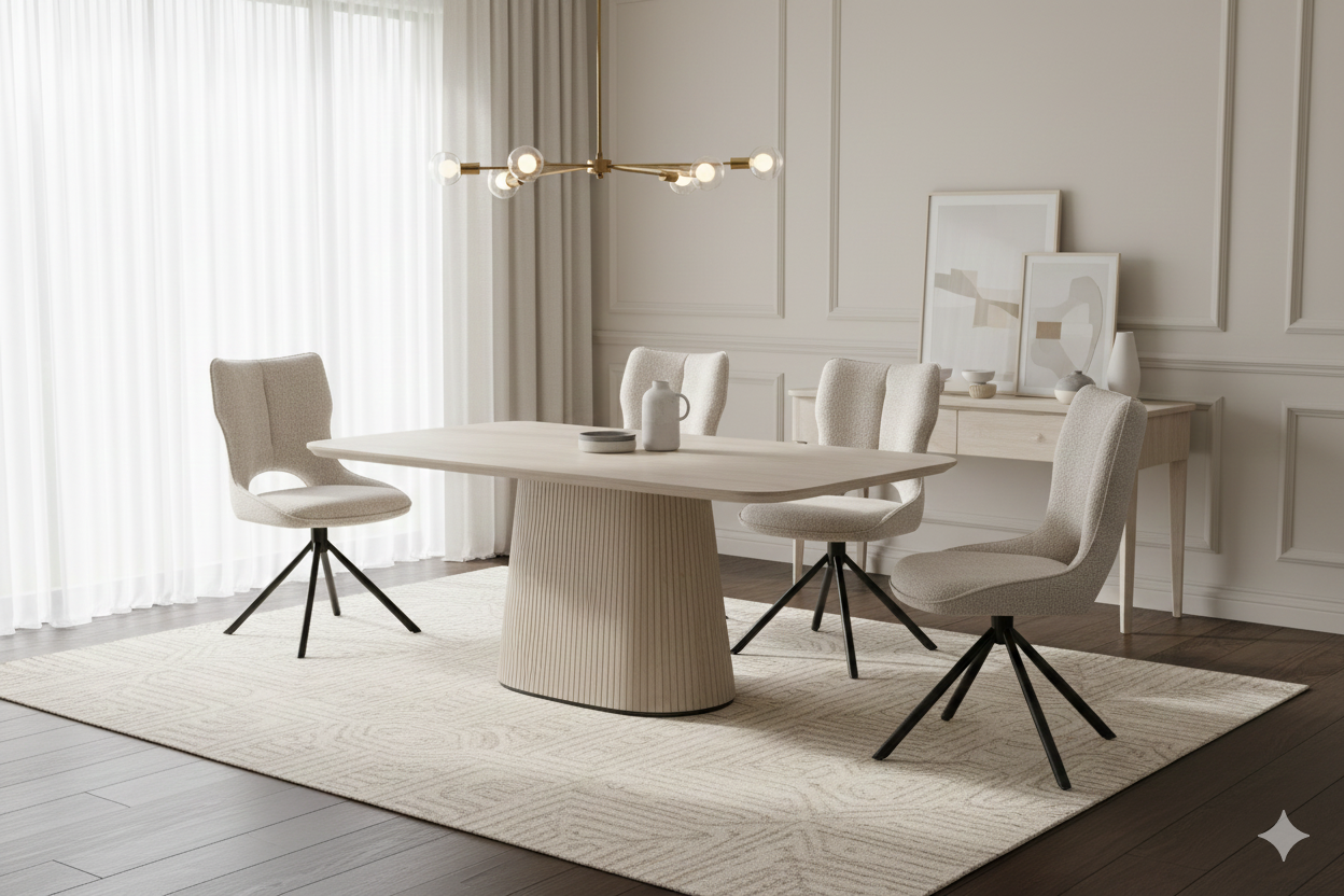 Davos Beige Oval Ceramic Dining Table