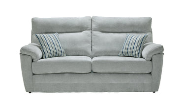 Dynasty 3 Seater High Back Sofa In Ascot Shark Blue Fabric