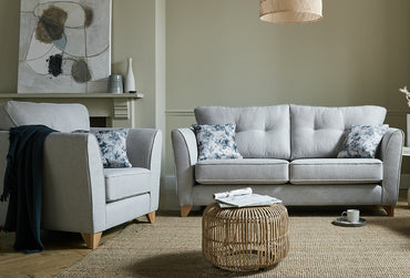Eclipse 3 Seater Sofa In Reform Ash Grey Fabric With Light Wooden Feet