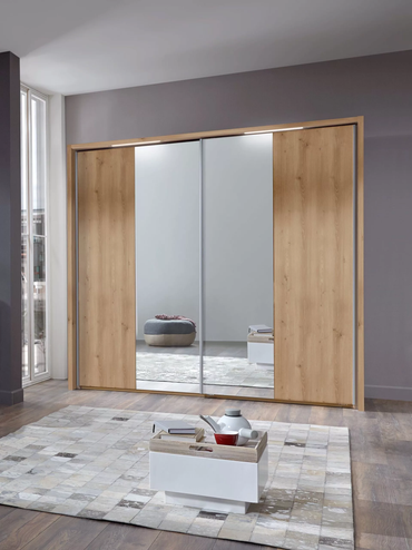 Mainau 200cm Sliding Door Wardrobe In Traditional Wood Finish
