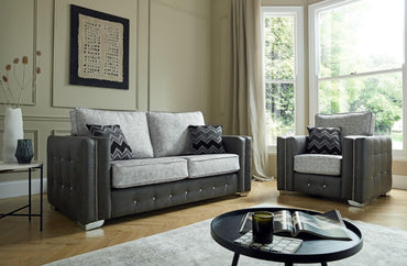 Horizon 3 Seater Sofa In Colorado Graphite And Buxton Fog Fabric With Metal Feet