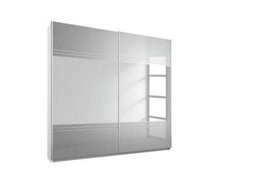 Koblenz Rauch 2 Door Sliding Wardrobe Front Grey Mirror With Groove Cut