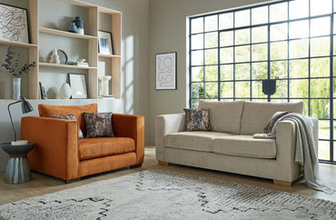 Leon 3 Seater Sofa In Crush Angora Brown Fabric With Fusion Bark Scatters