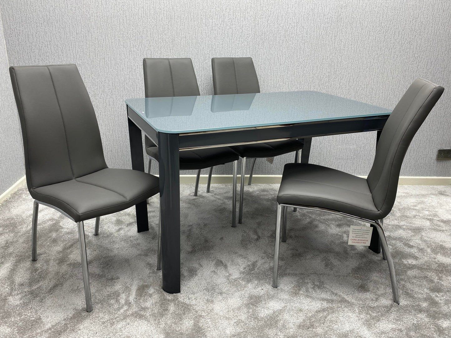 Morano Dining Set Grey with 4 Grey Carlo Chairs