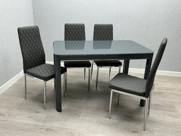 Morano Dining Set with 4 Carlo Chairs
