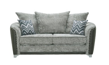 Richmond 3 Seater Sofa In Olivia Silver Fabric And Colorado Graphite Faux Leather