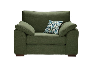 Oslo Snuggler Armchair In Urban Kale Green Fabric With Vader Aqua Scatters