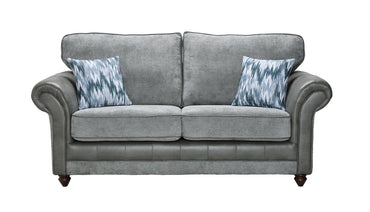 Palma 3 Seater Sofa In Rutland Grey Fabric And Colorado Grey Faux Leather With Rufus Cobalt Scatters