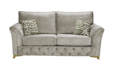 Phoenix 3 Seater Sofa In Dapple Oatmeal Fabric With Zebra Truffle Scatters