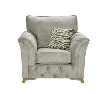 Phoenix Armchair In Dapple Oatmeal Fabric With Zebra Truffle Scatters