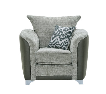 Richmond Armchair In Olivia Silver Fabric And Colorado Graphite Faux Leather