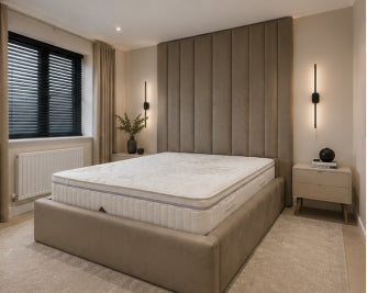 Luxury Frame Bespoke Bed Available In A Wide Range Of Fabric Materials and Gaslift Storage Option
