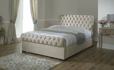 Scroll Frame Handmade Bed Upholstery in Various Fabrics