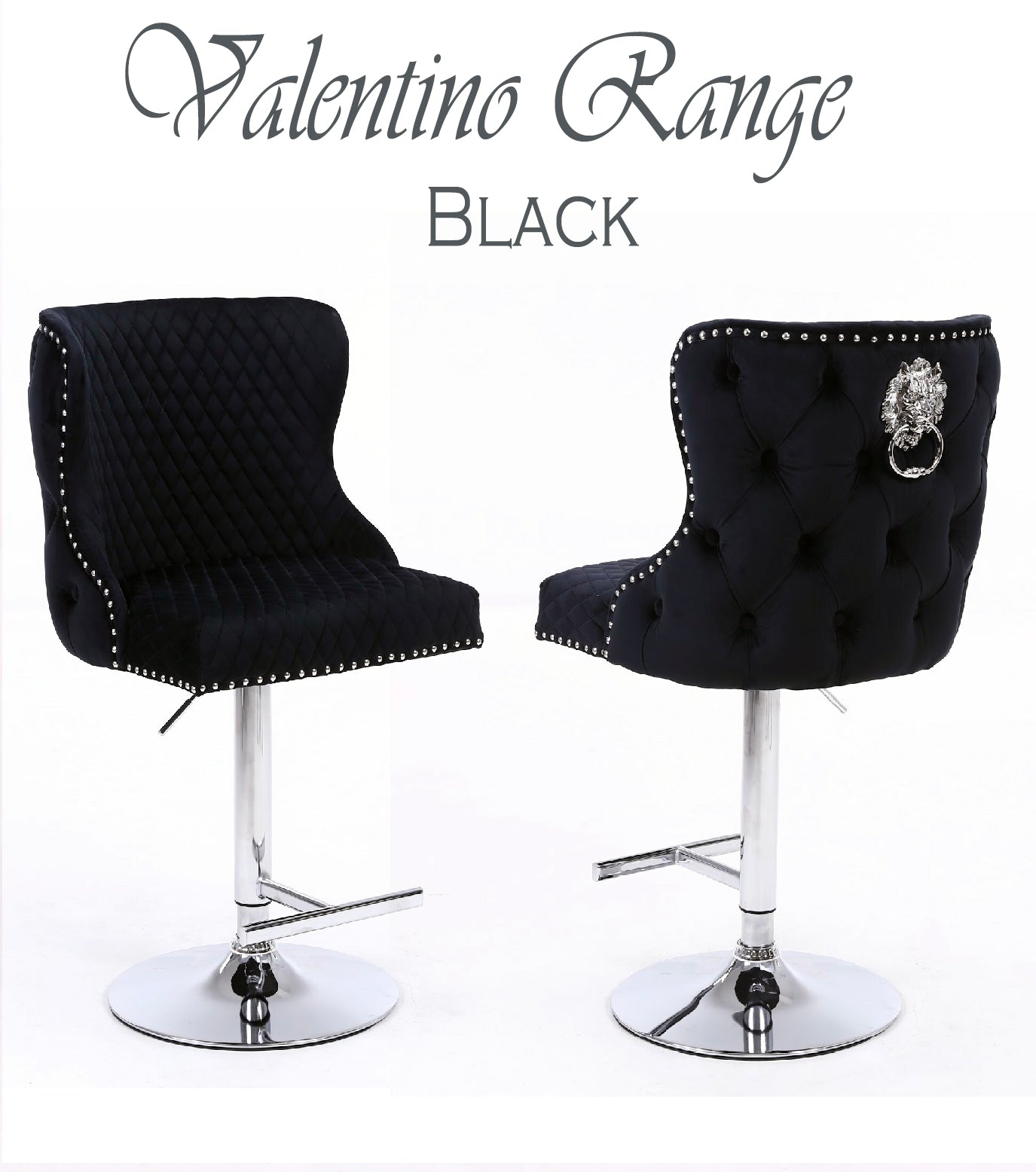 Valentino Black Velvet Bar Stool