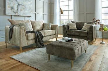Vivo 3 Seater Sofa In Milano Beige Fabric With Venice Natural Scatters
