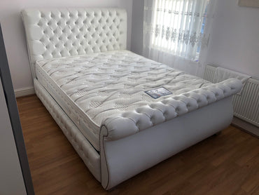 Zoe Frame Elegant Handmade Bed In Custom Velvet Upholstery For Luxury Comfort