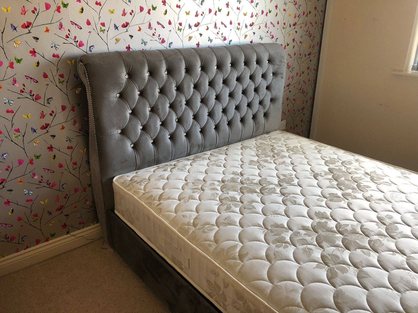 Zoe Frame Elegant Handmade Bed In Custom Velvet Upholstery For Luxury Comfort