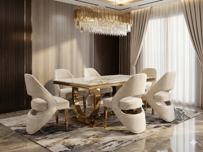 Arianna White and Gold Dining Table 180cm