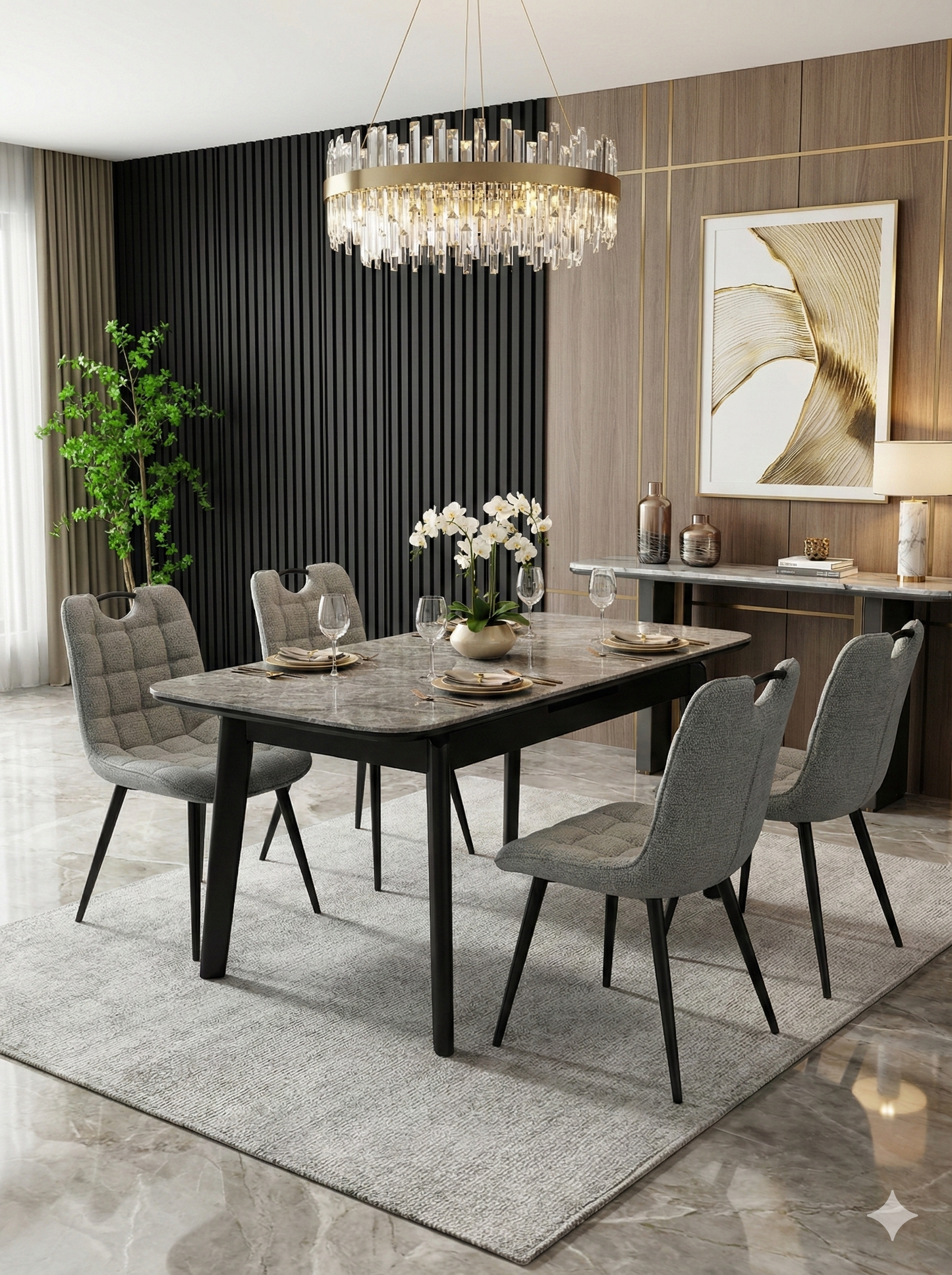 Arizona Extending Grey Ceramic Table