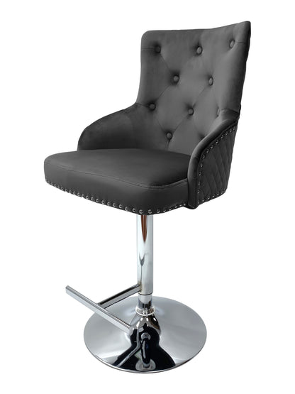 Majestic Grey Fabric Bar Stool