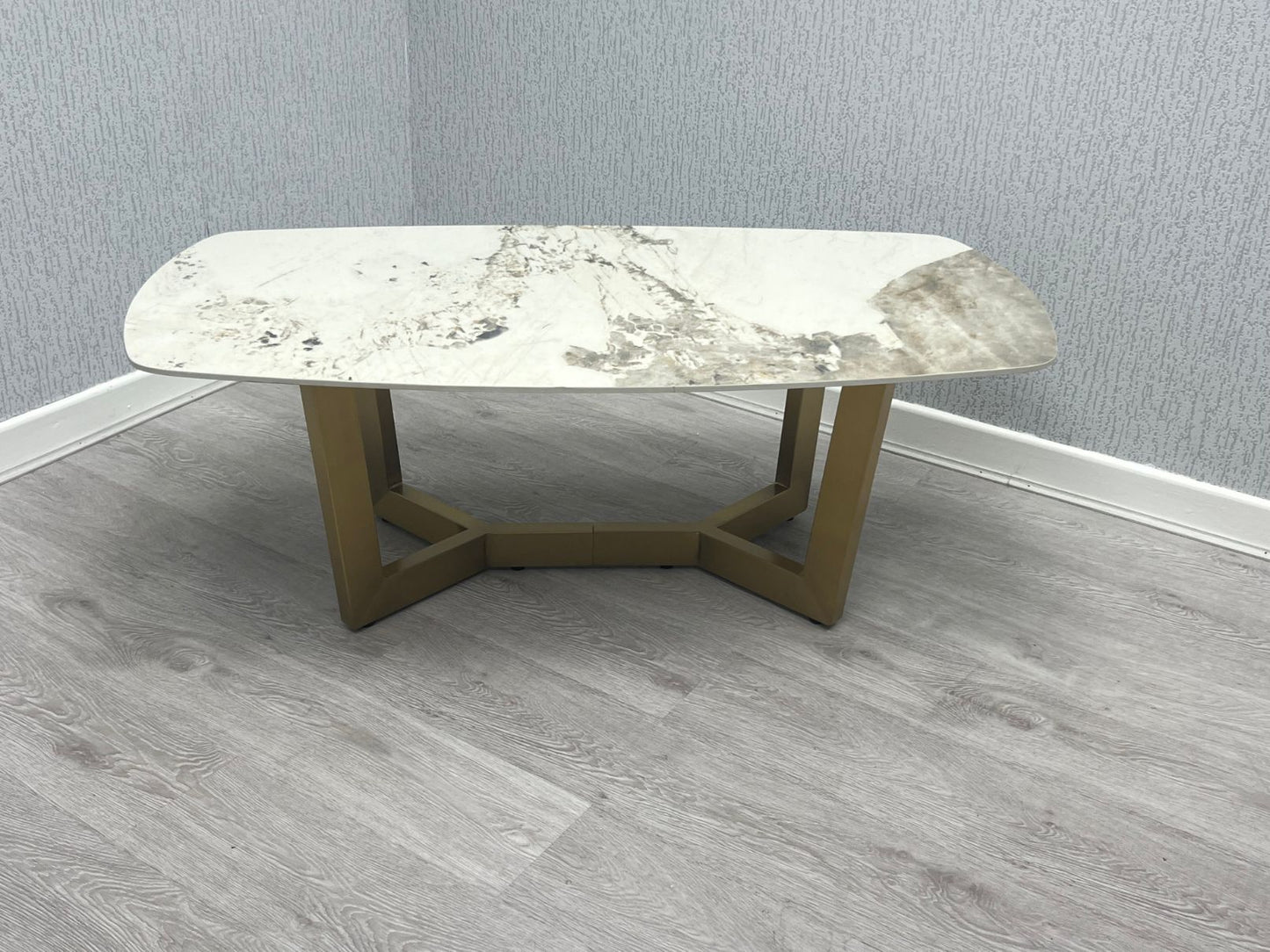 Sorrento Oval Ceramic Gold Coffee Table