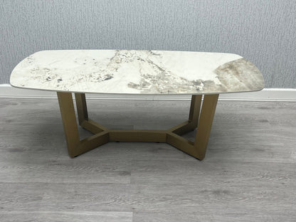 Sorrento Oval Ceramic Gold Coffee Table