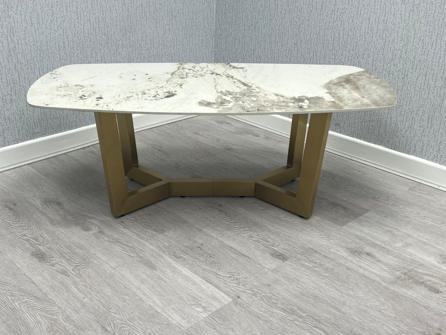 Sorrento Oval Ceramic Gold Coffee Table