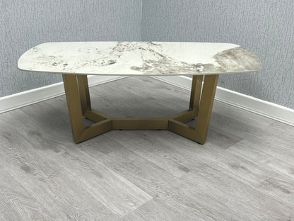 Sorrento Oval Ceramic Gold Coffee Table