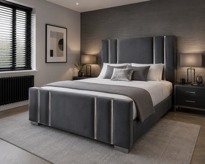 Titanium Frame Luxury Bespoke Bed Available In A Choice Of Fabric Materials and Gaslift Storage Option