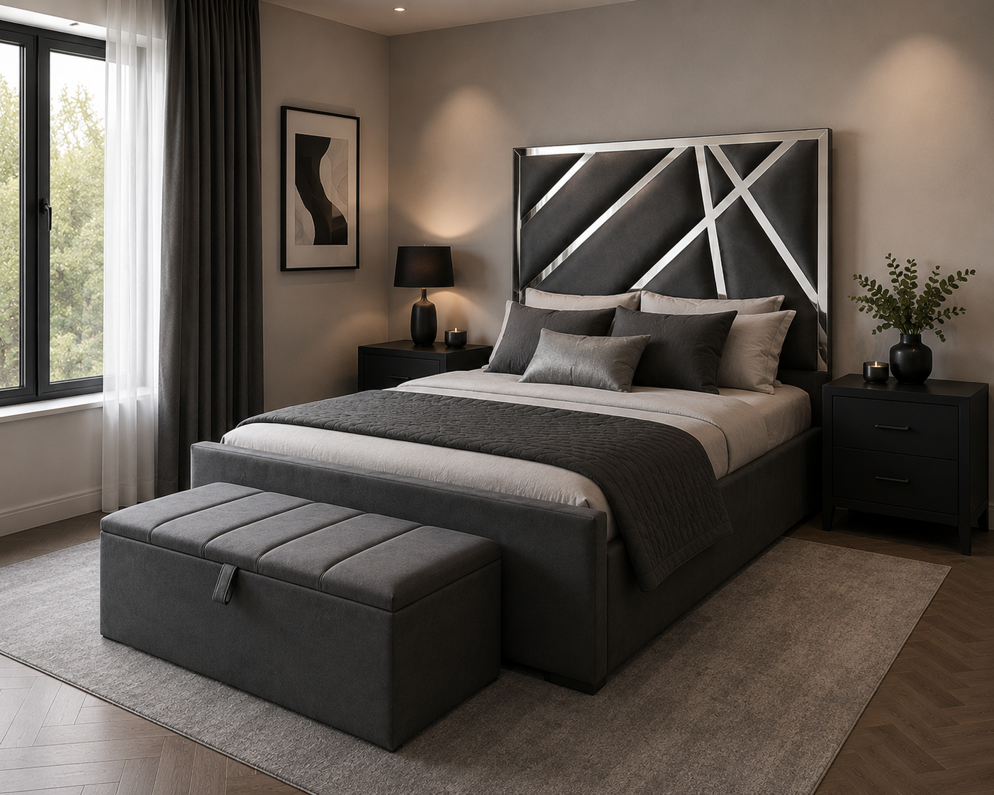 Starlight Frame Bespoke Bed Handcrafted Upholstery in Various Fabrics and Gaslift Storage Option