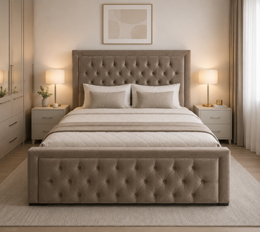 Chelsea Frame Customize Bed Upholstery in Various Fabrics and Gaslift Storage Option