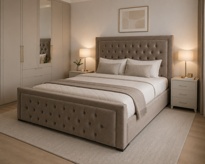 Chelsea Frame Customize Bed Upholstery in Various Fabrics and Gaslift Storage Option