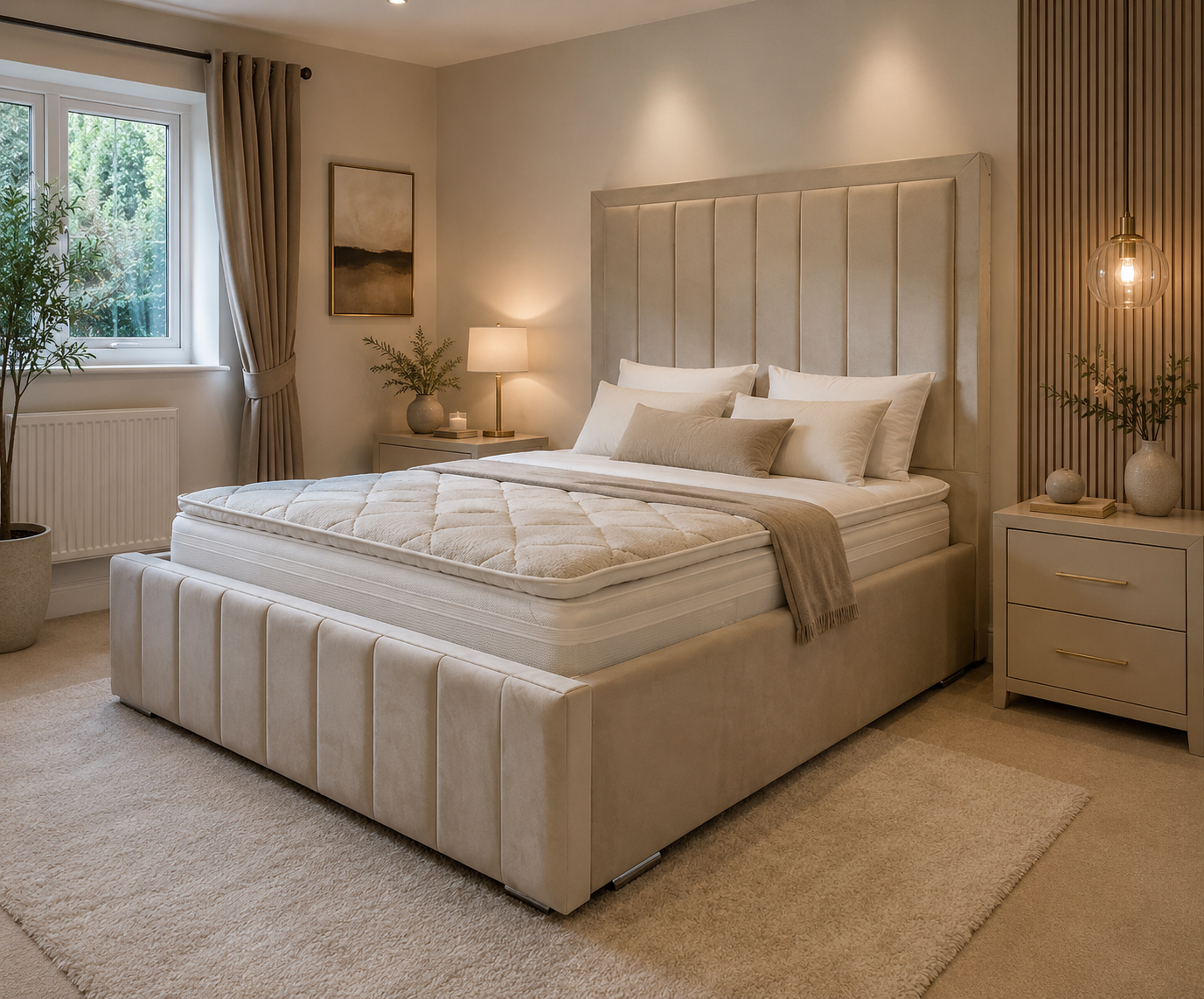 Mayfair Frame Bespoke Bed In Various Velvet Fabric Materials and Gaslift Storage Option