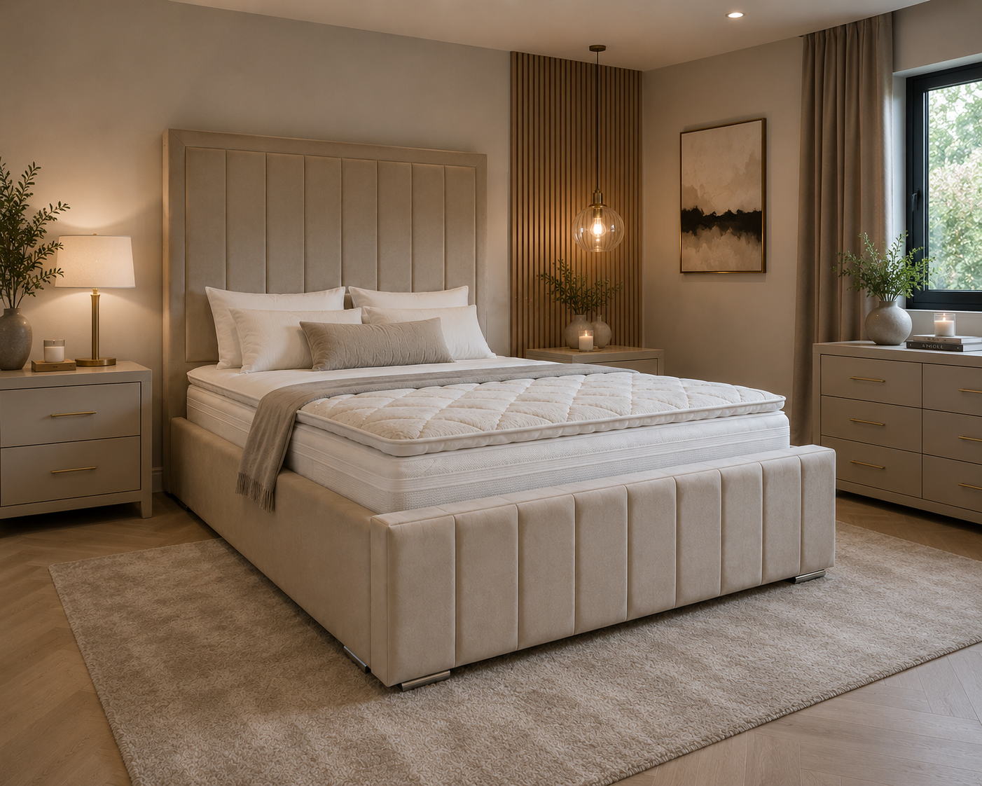 Mayfair Frame Bespoke Bed In Various Velvet Fabric Materials and Gaslift Storage Option
