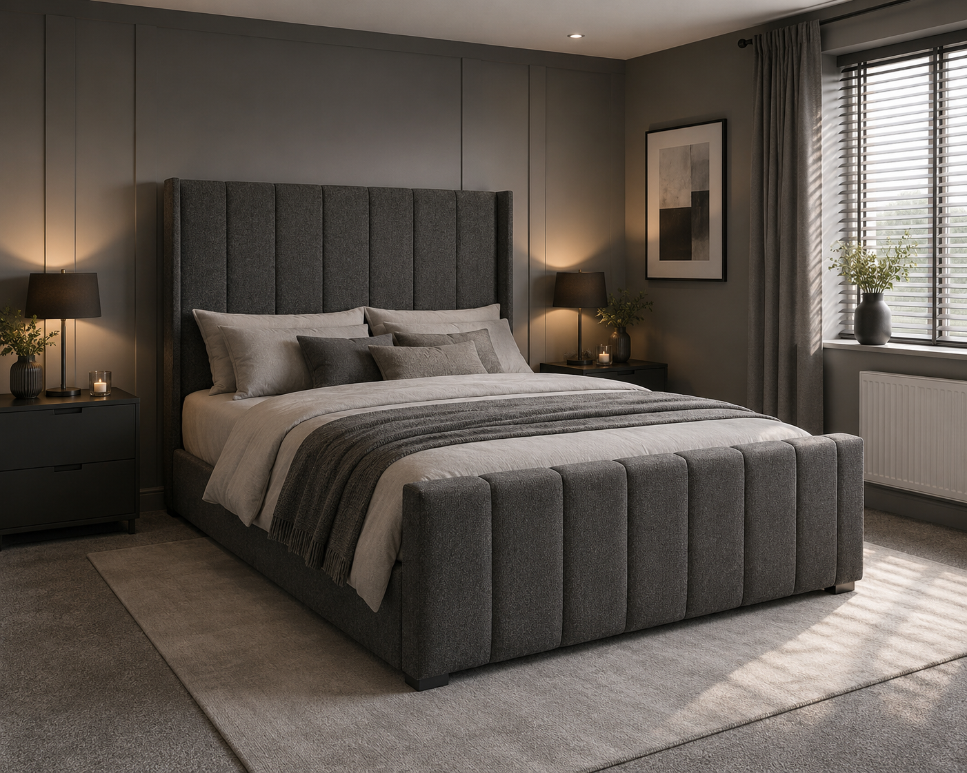 Verona Wing Frame Luxury Bespoke Bed In Various Velvet Fabric Materials and Gaslift Storage Option