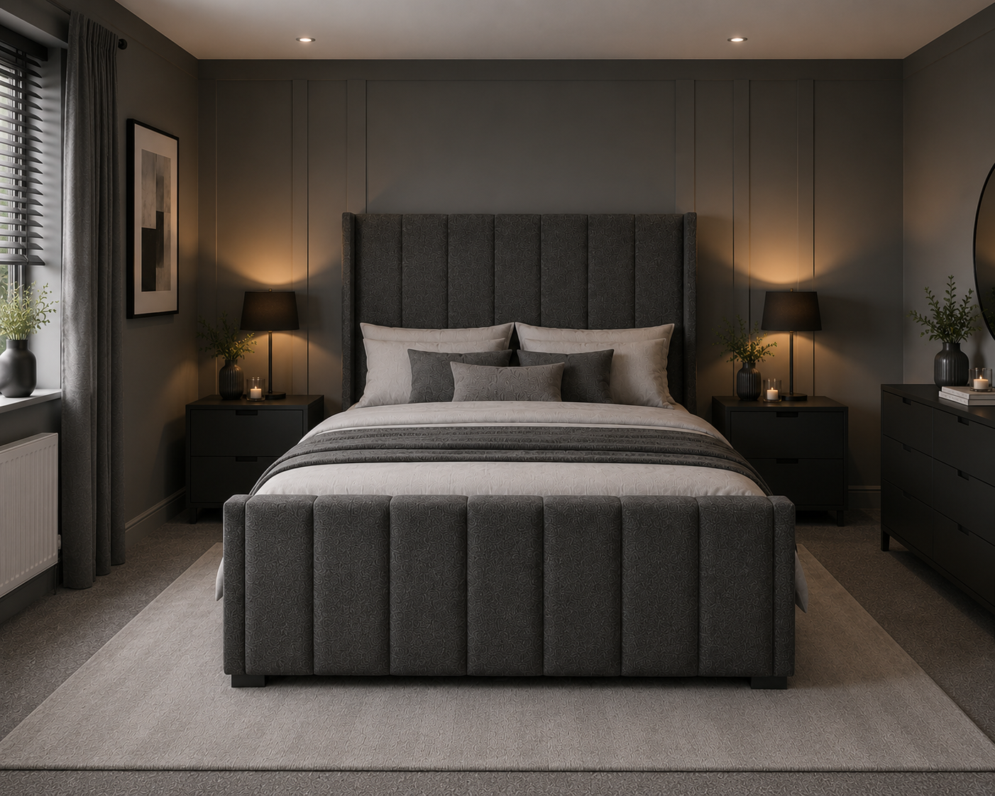 Verona Wing Frame Luxury Bespoke Bed In Various Velvet Fabric Materials and Gaslift Storage Option
