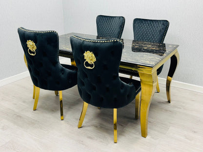 Sofia Black & Gold Dining Table – All Sizes
