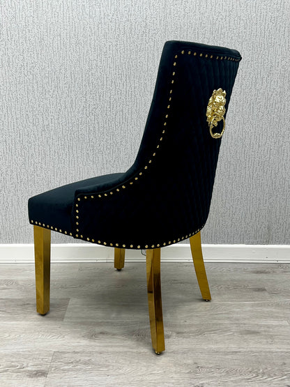 Majestic Black Gold Lion Knocker Chair