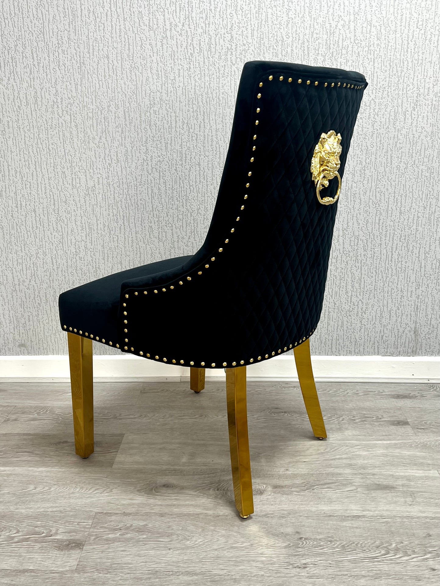 Majestic Black Gold Lion Knocker Chair