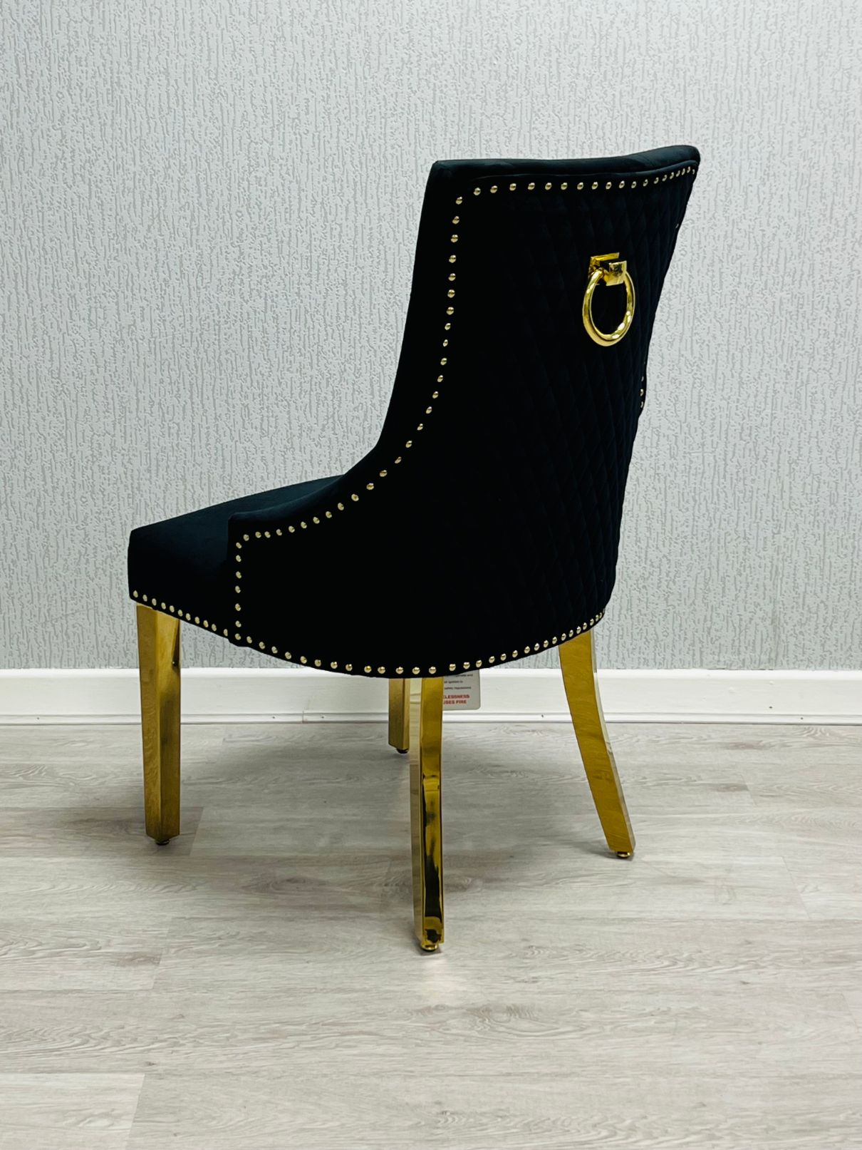 Majestic Black Gold Ring Knocker Velvet Chair