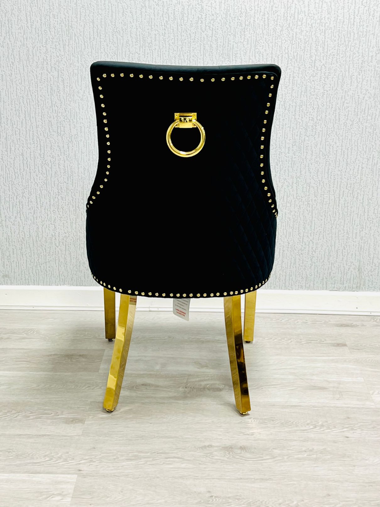 Majestic Black Gold Ring Knocker Velvet Chair