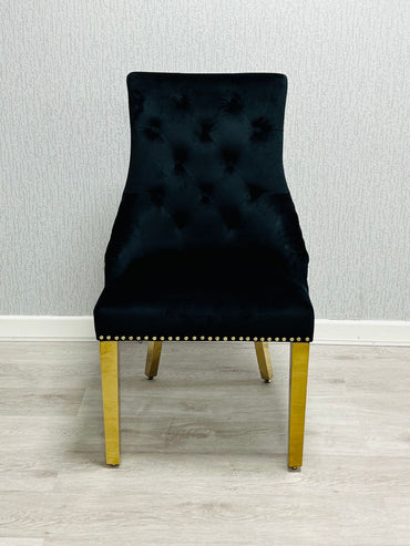 Majestic Black Gold Ring Knocker Velvet Chair