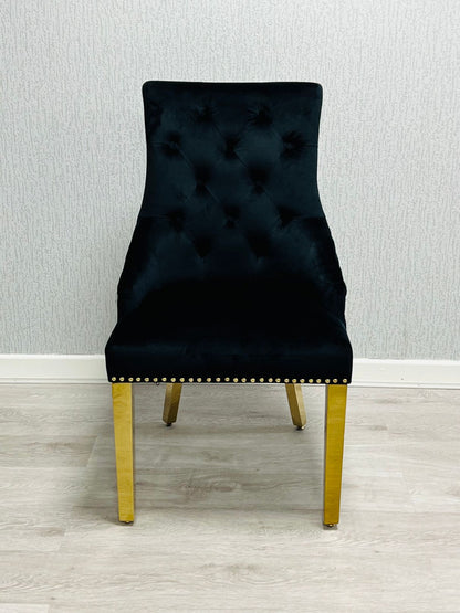 Majestic Black Gold Ring Knocker Velvet Chair