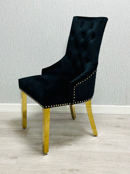 Majestic Black Gold Ring Knocker Velvet Chair